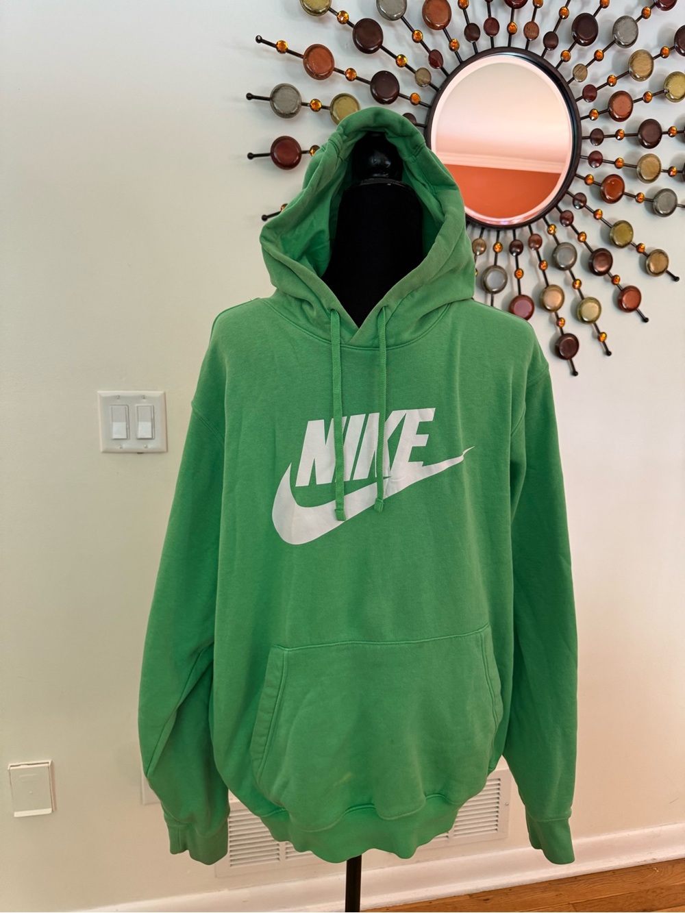 Nike Green Pullover Hoodie with White Logo size L